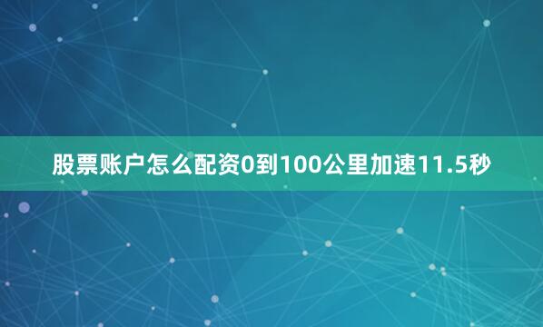 股票账户怎么配资0到100公里加速11.5秒